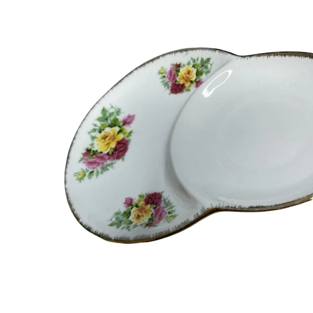 Sitra two (2) Fine ceramic Floral/ gold trim Ceramic Tea saucer/trinket dishes